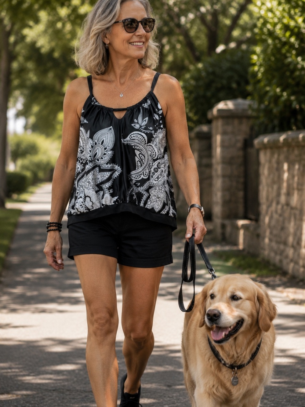 Black And White Paisley Print Tankini Top